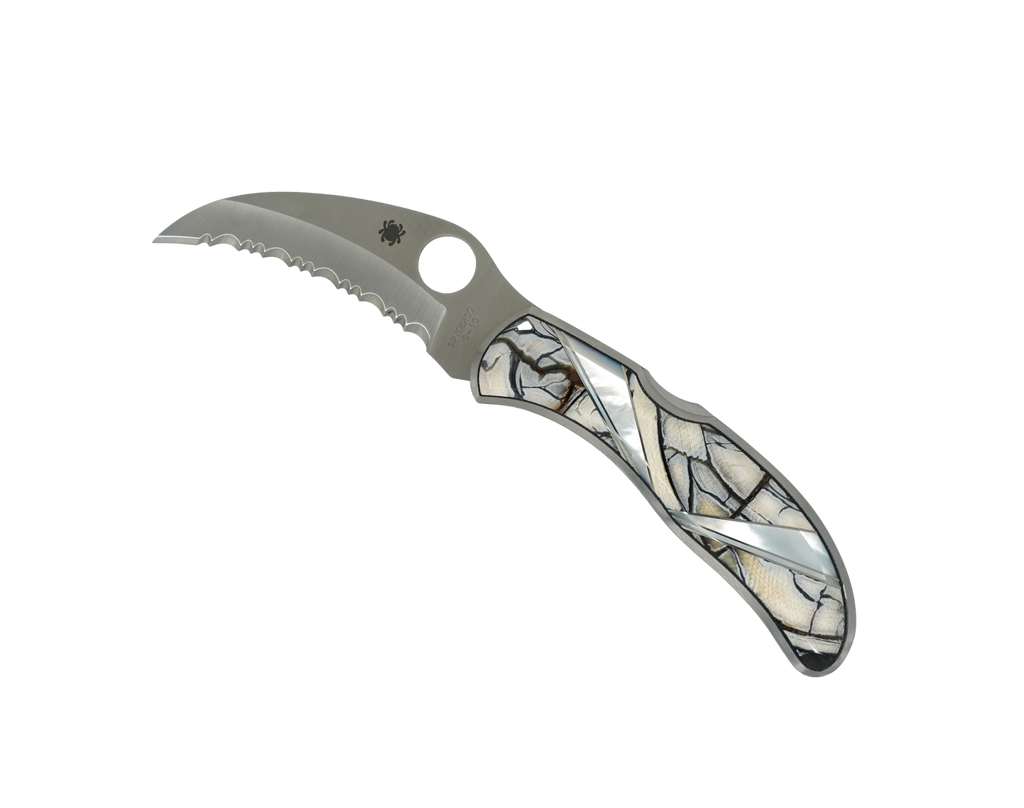 Spydero Harpy- Serrated blade- Mammoth Tusk and Mother of Pearl