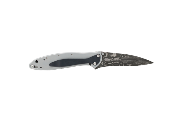 Damascus Blade Kershaw Leek- Malachite and Mother of Pearl