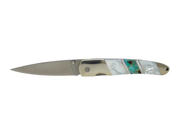 Jewelry Collection Mother of Pearl  - 4"  Stainless Steel Blade Linerlock with pocket clip