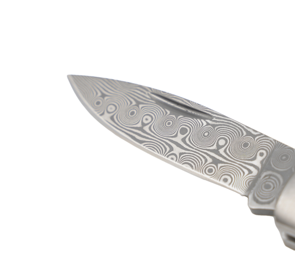 Titanium 3" Lock Back Damascus Patriotic pattern
