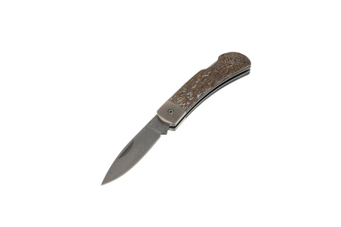 3" Damascus Lockback – Dinosaur Bone
