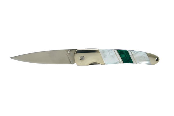 Jewelry Collection Mother of Pearl  - 4"  Stainless Steel Blade Linerlock with pocket clip