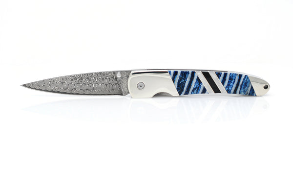 Woolly Mammoth Tooth Collection 4" Damascus Linerlock Knife with pocket clip