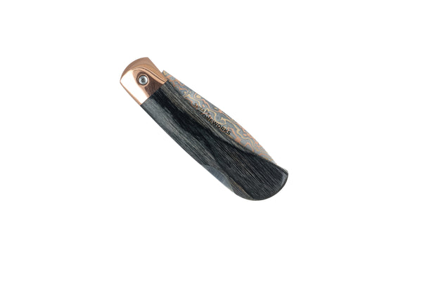 3" Lockback  Copper &amp; Brass Core Damascus (VG-10) | Clouded White Mammoth Tusk