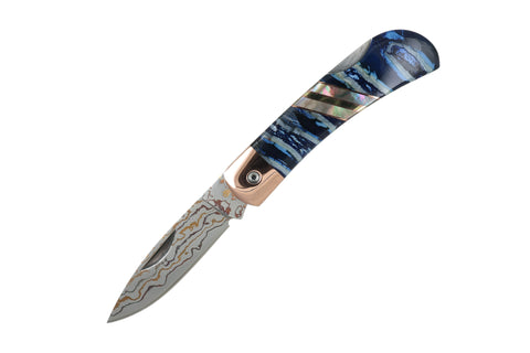 3" Lockback  Copper &amp; Brass Core Damascus (VG-10) | Fossilized Mammoth Tooth