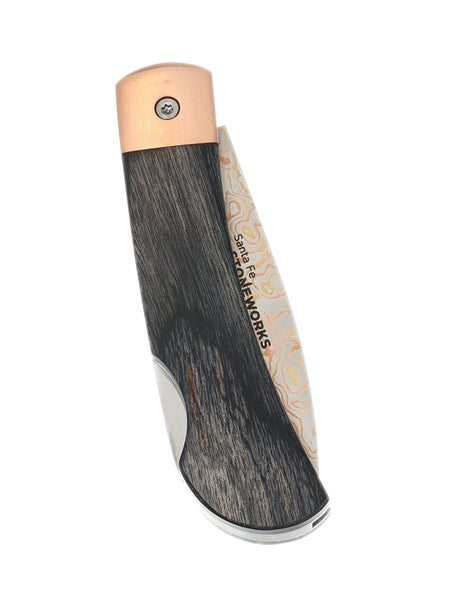 3" Lockback Copper & Brass Core Damascus (VG-10) – Azurite, Lapis Lazuli & Bronze