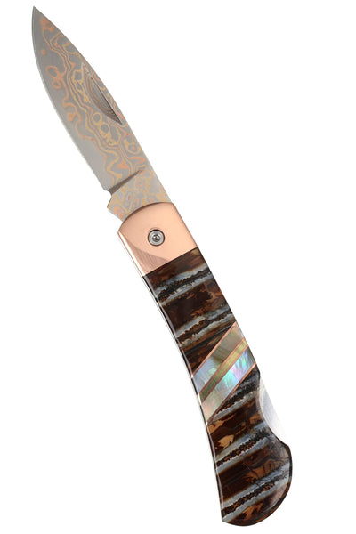 Copper & Brass Core Damascus (VG-10) | Fossilized Mammoth Tooth