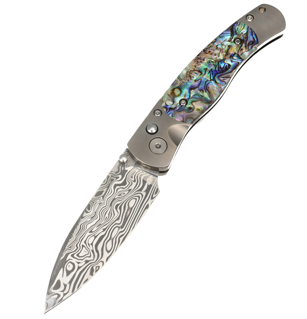 El Rey – Damasteel Bi-Frost with Abalone Select Shell & Titanium Frame