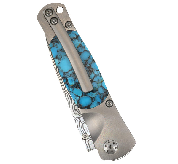 Tesoro Button Lock – Damasteel® Bi-Frost & Bonita Blue Turquoise