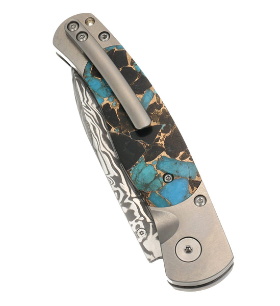 El Rey – Damasteel® Bi-Frost with Kingman Turquoise, Obsidian & Bronze