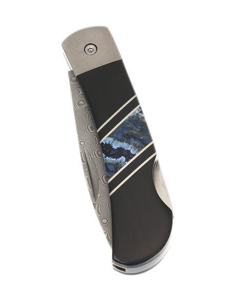 Titanium 3" Damascus Lock Back Mammoth Tooth Jewelery Collection