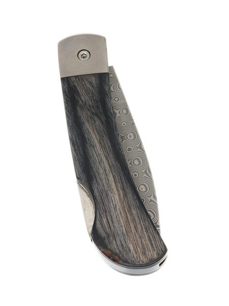3" Lockback Damascus with Titanium Bolsters – Bonita Blue Turquoise