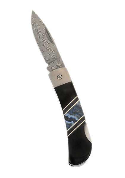 Titanium 3" Damascus Lock Back Mammoth Tooth Jewelery Collection