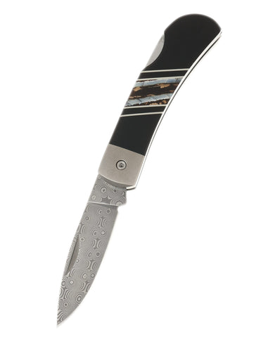 Titanium 3" Damascus Lock Back Mammoth Tooth Jewelery Collection