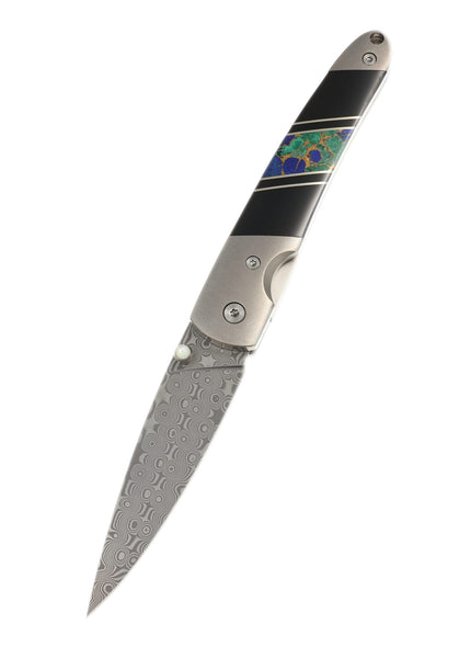 4" Damascus Liner Lock with Titanium Bolsters – Jewelry Collection