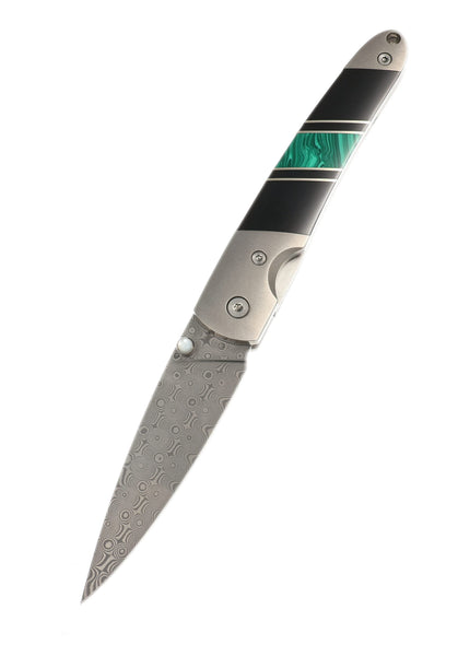4" Damascus Liner Lock with Titanium Bolsters – Jewelry Collection