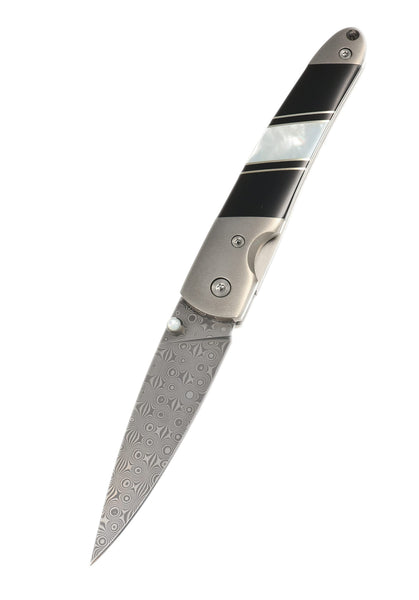 4" Damascus Liner Lock with Titanium Bolsters – Jewelry Collection