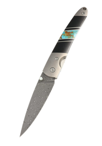 4" Damascus Liner Lock with Titanium Bolsters – Jewelry Collection