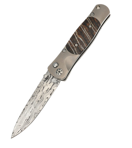 Tesoro Button Lock  Damasteel® BiFrost | Natural Fossilized Mammoth Tooth