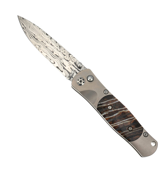 Tesoro Button Lock  Damasteel® BiFrost | Natural Fossilized Mammoth Tooth