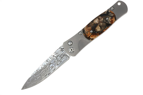 Tesoro Button Lock  Damasteel® BiFrost | Carmel Fossilized Mammoth Tusk