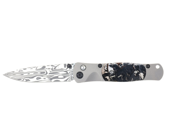 Tesoro Button Lock  Damasteel® BiFrost | Midnight Fossilized Mammoth Tusk