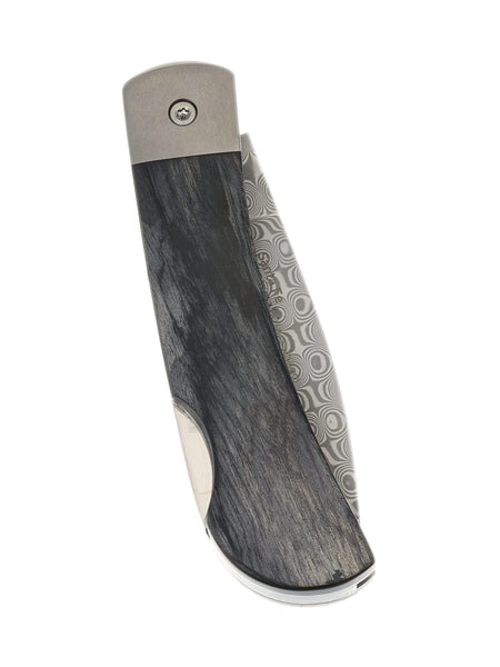 3" Damascus Lockback with Titanium Bolsters – Mammoth Tusk Jewelry Collection