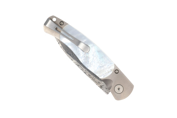 El Rey Button Lock  Damasteel® BiFrost | Mother of Pearl DISCONTINUED MODEL – SPECIAL PRICING