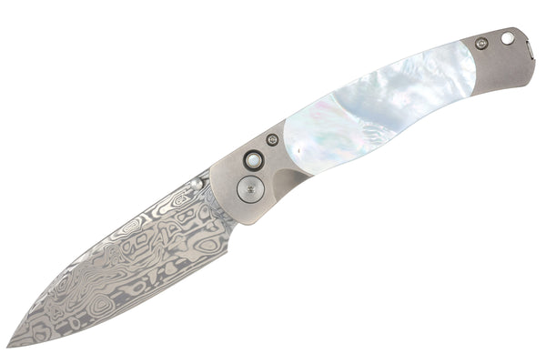 El Rey Button Lock  Damasteel® BiFrost | Mother of Pearl DISCONTINUED MODEL – SPECIAL PRICING