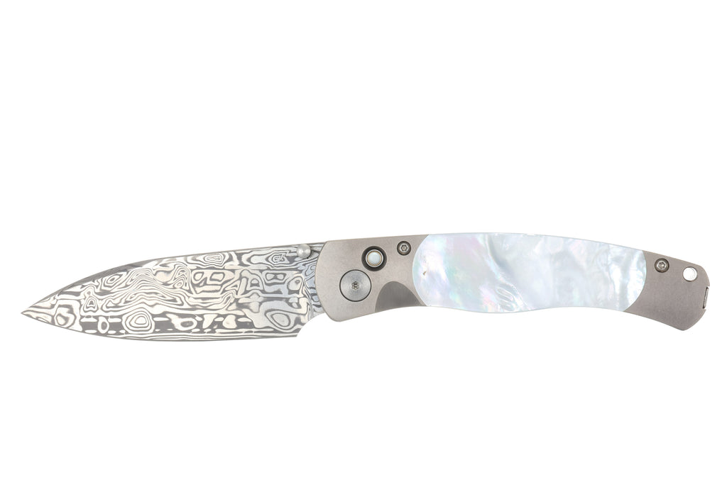 El Rey Button Lock  Damasteel® BiFrost | Mother of Pearl DISCONTINUED MODEL – SPECIAL PRICING