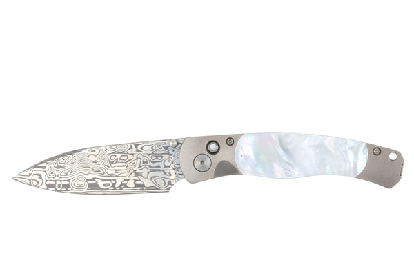 El Rey Button Lock  Damasteel® BiFrost | Mother of Pearl DISCONTINUED MODEL – SPECIAL PRICING