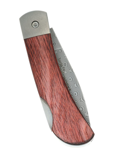 3" Damascus Lockback with Titanium Bolsters – Mother of Pearl Jewelry Collection