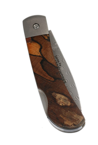 3" Damascus Lockback with Titanium Bolsters – Spalted Beech Collection