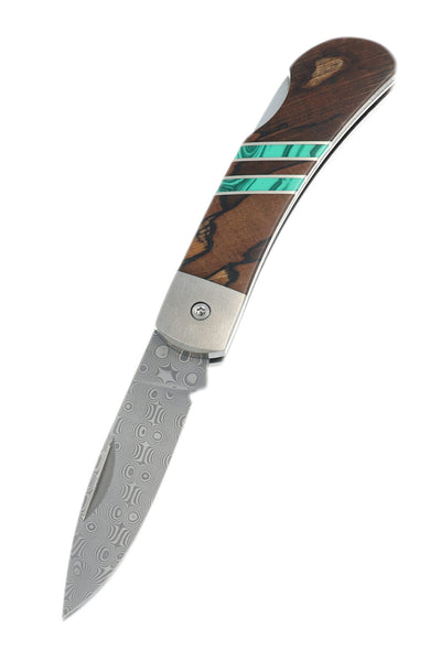 3" Damascus Lockback with Titanium Bolsters – Spalted Beech Collection