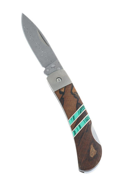 3" Damascus Lockback with Titanium Bolsters – Spalted Beech Collection