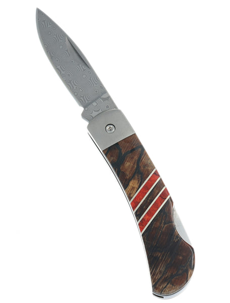 3" Damascus Lockback with Titanium Bolsters – Spalted Beech Collection