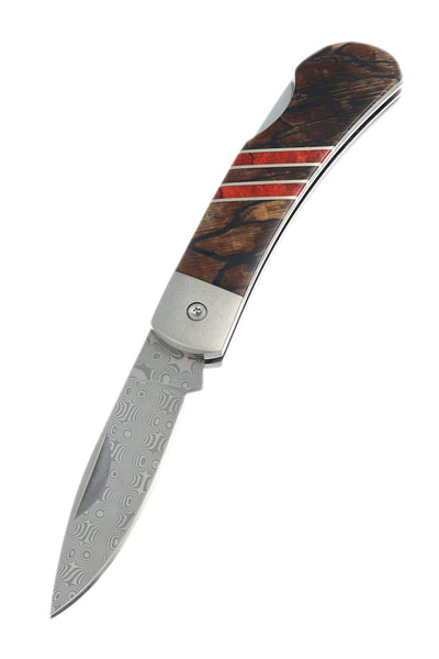 3" Damascus Lockback with Titanium Bolsters – Spalted Beech Collection