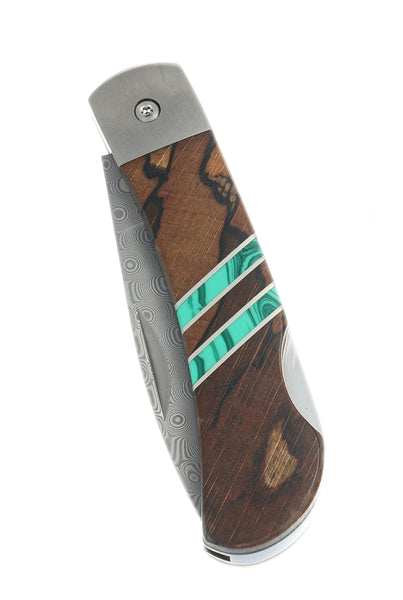 3" Damascus Lockback with Titanium Bolsters – Spalted Beech Collection