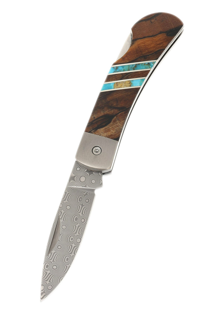 3" Damascus Lockback with Titanium Bolsters – Spalted Beech Collection