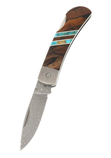 3" Damascus Lockback with Titanium Bolsters – Spalted Beech Collection