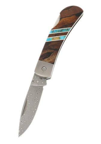 3" Damascus Lockback with Titanium Bolsters – Spalted Beech Collection