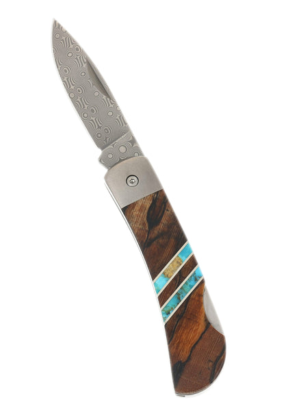 3" Damascus Lockback with Titanium Bolsters – Spalted Beech Collection