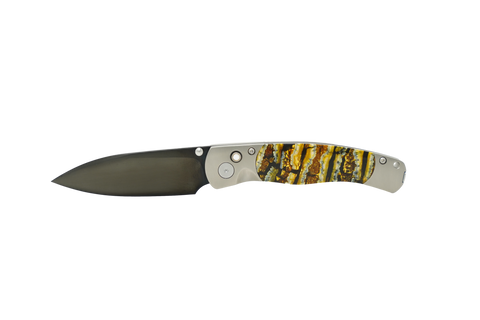 El Rey- DLC Coated VG-10 blade- Yellow dyed Wooly Mammoth Molar