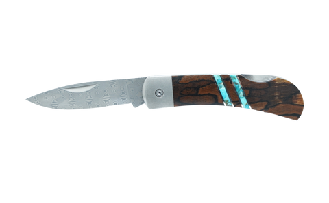Damascus Collection Spalted Beech 3" Lockback Knife