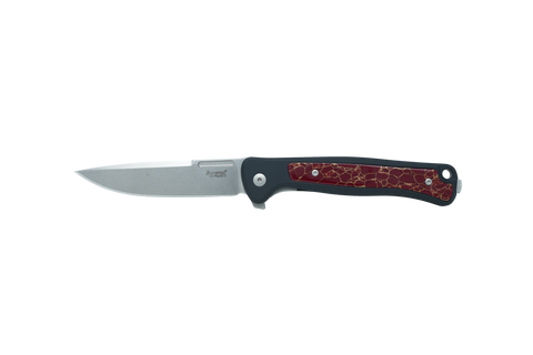 Lion Steel Skinny Black Anodized Alumnium W/ Red Jasper with Gold Webbing
