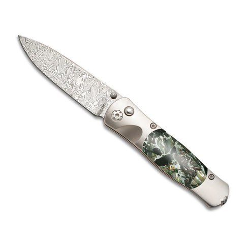 Tesoro Button Lock: Damasteel Gemstone Exotic Collection w/Pocket Clip