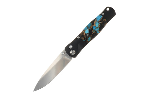 Tesoro Button Lock  VG-10 Stainless Steel | Kingman Turquoise, Obsidian &amp; Bronze