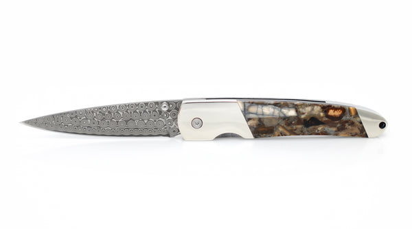 Woolly Mammoth Fusion Tusk - Damascus 4" Liner Lock (with clip available)