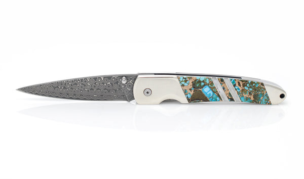 Polychrome Kingman Turquoise - Damascus 4" Liner Lock