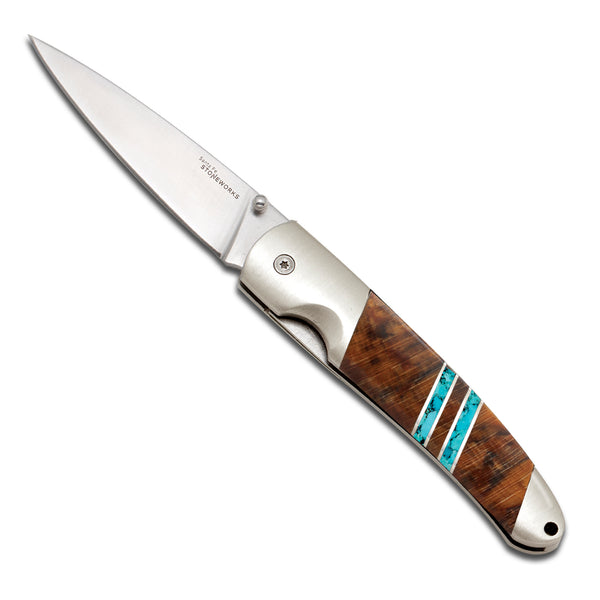 Spalted Beech 4" Liner Lock Knife with Clip